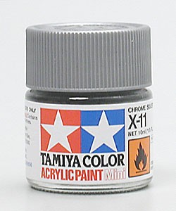Tamiya Mini XF-11 Arcylic Glass Jar Paint - Chrome Silver