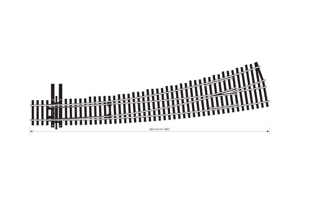 PCOSL-8377 HO Scale Code 83 No.7 Insulfrog Left Hand Curved Turnout Track