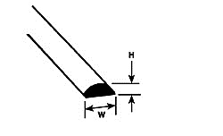 PLS90885 0.15 x 10 in. Half Round Styrene Rod - Pack of 5