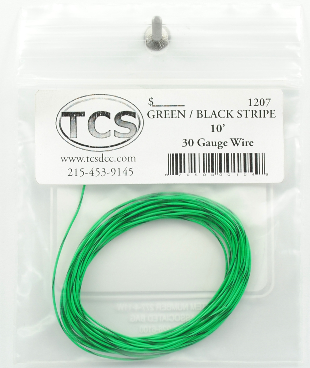 TCS1207 10 ft. 30awg - Green & Black Stripe