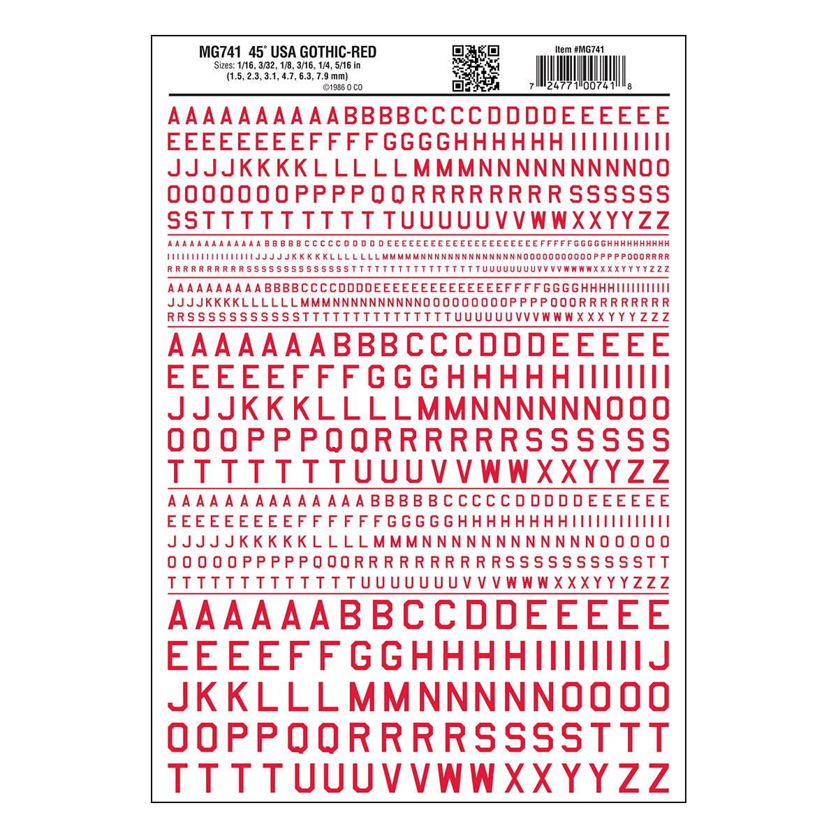 WOO741 45 in. USA Gothic Red