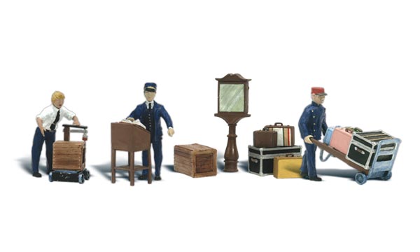 N Scale Depot Workers & Accessories, 12 Piece