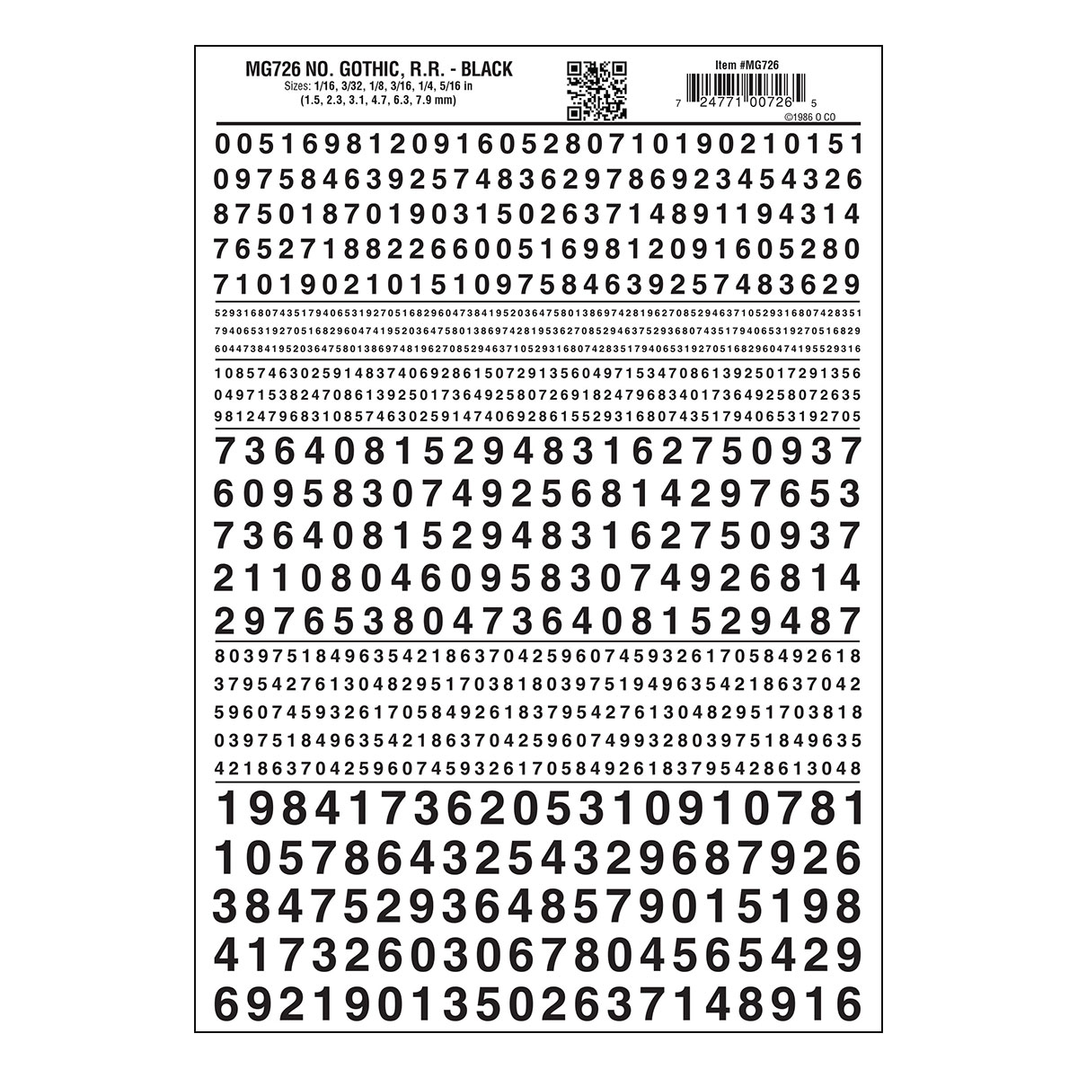 WOO726 Numbers Gothic R.R. Black DT