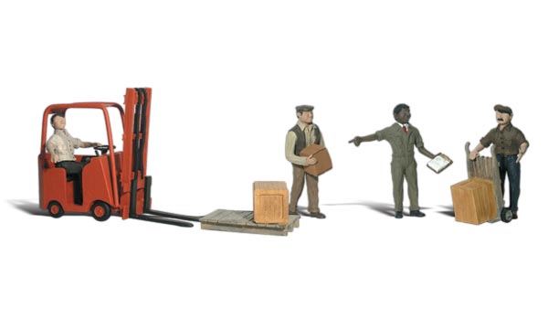 WOO1911 Workers with Forklift - HO Scale, 9 Piece