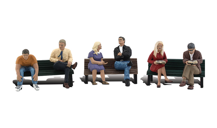 People on Benches - HO Scale, 3 Piece