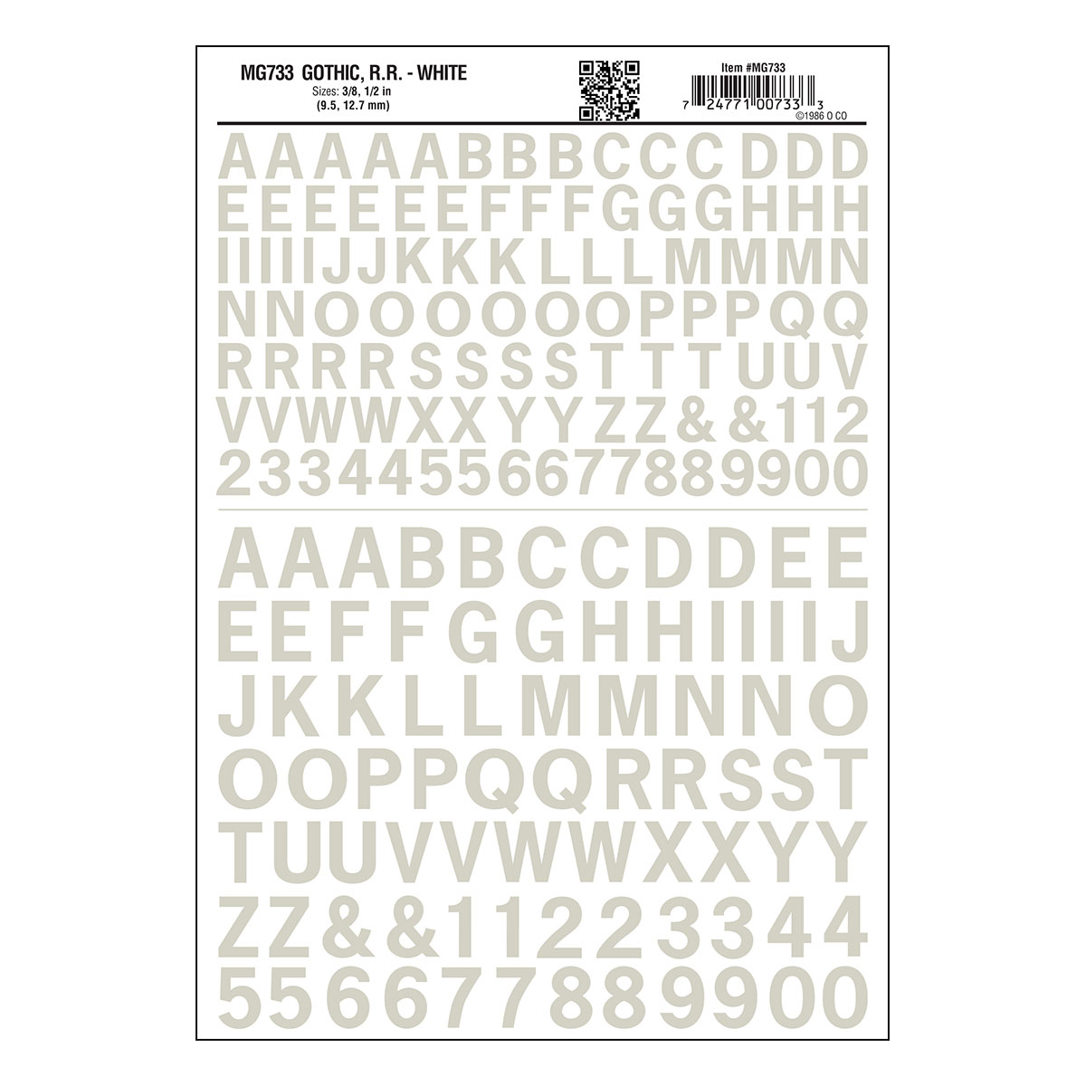 WOO733 Gothic R.r. Decal White