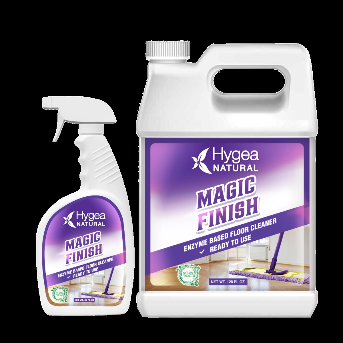 HNC-51 24 oz Ready to Use Spray Plus Refill Magic Finish-Natural Enzyme-Based Floor Cleaner