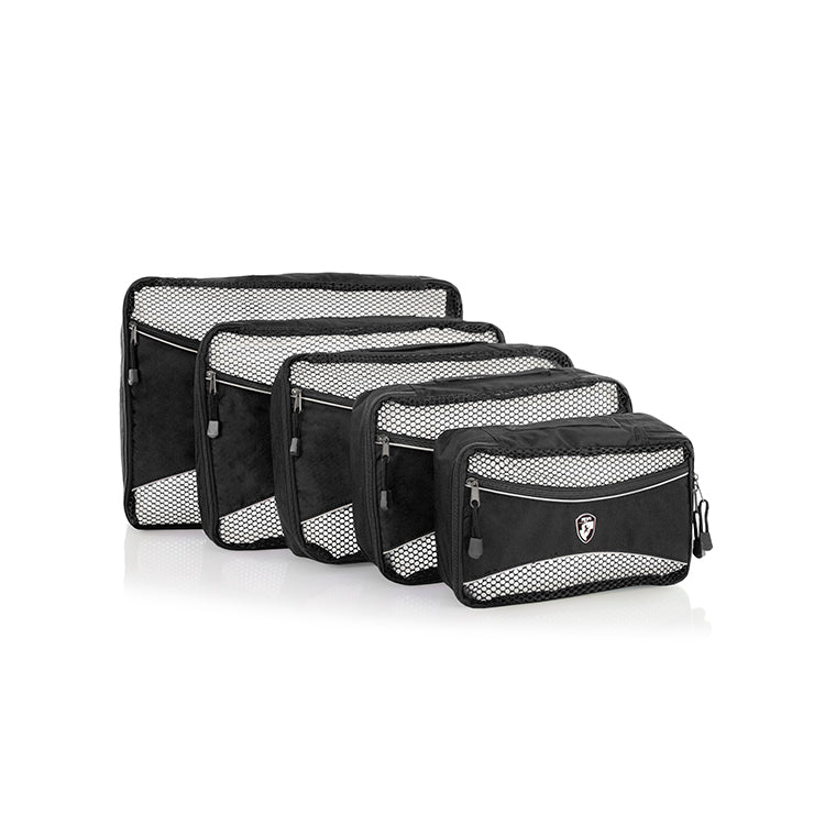 Picture of Heys 30109-0001-00 Ecotex Packing Cube Set with Front Zippered Pocket&#44; Black - 5 Piece