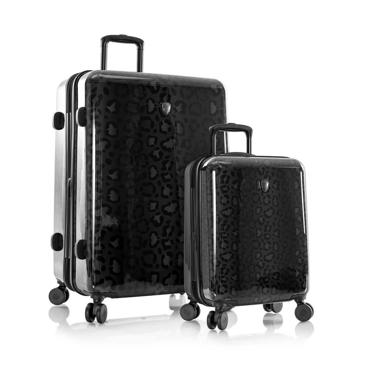 Picture of Heys 13127-3041-S2 21 in. & 30 in. Leopard Fashion Spinner Luggage Set&#44; Black - 2 Piece