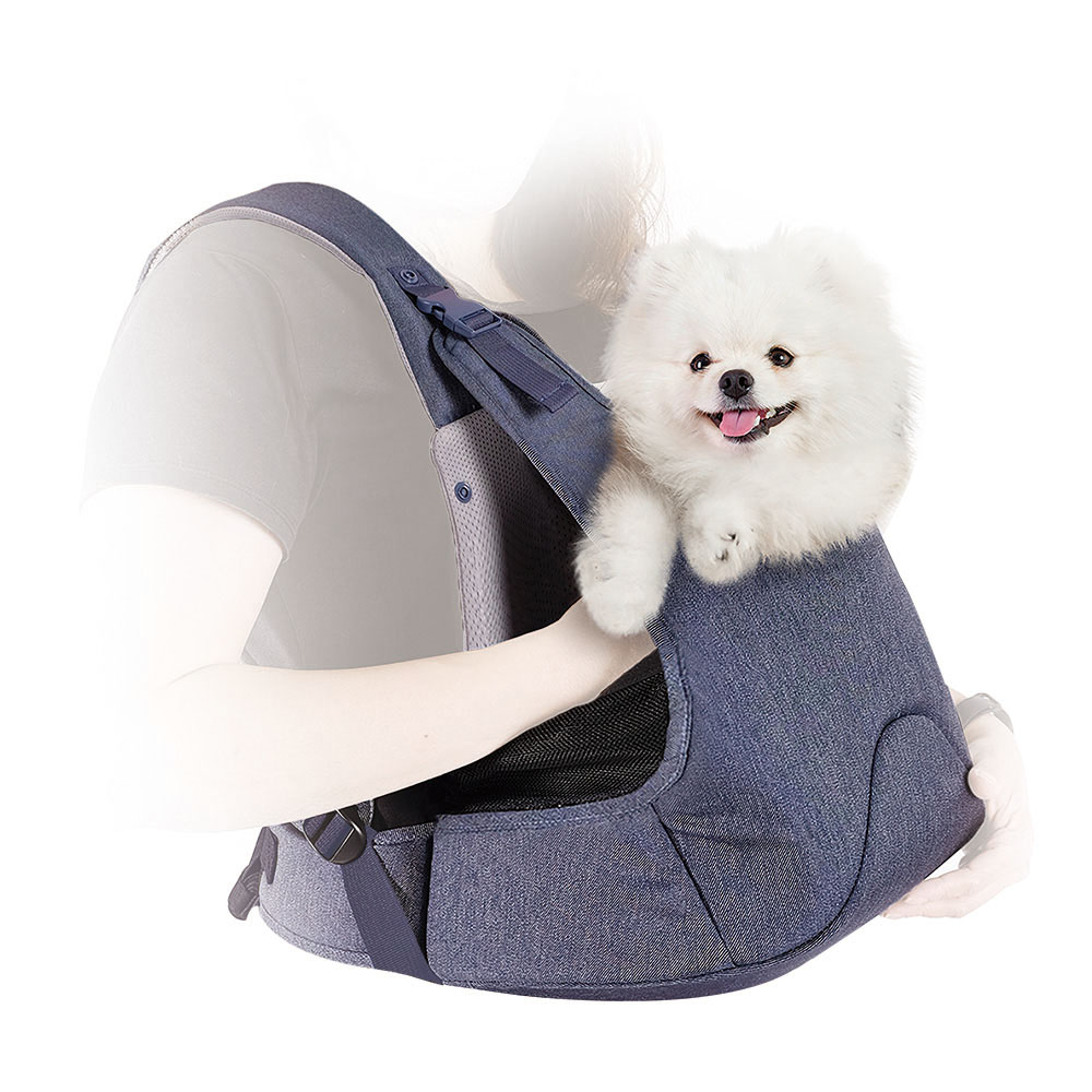 Picture of Ibiyaya FC2270-D Hug Pack Dog Sling Carrier Puppy-Small Dog Chest Carrier for Walking&#44; Denim