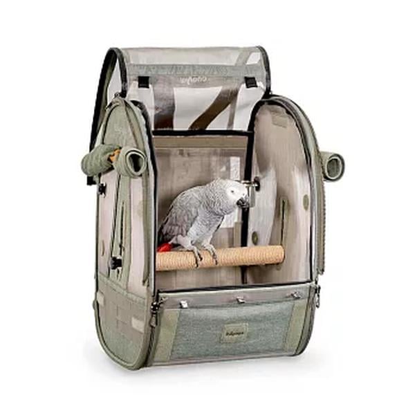 FC2296-M Track Pack, Backpack Bird Travel Carrier with Perch - Jungle Green - Medium