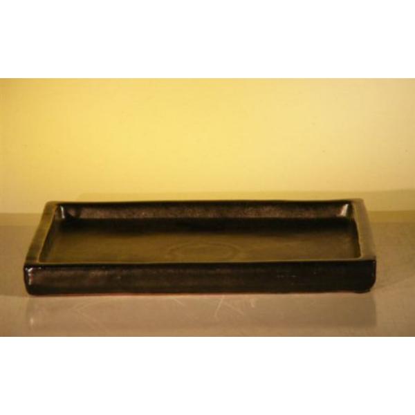 e3046 Rectangle Black Ceramic Humidity & Drip Bonsai Tray - 12.5 x 9.25 x 1 in. OD & 11 x 8 x 0.5 in. ID