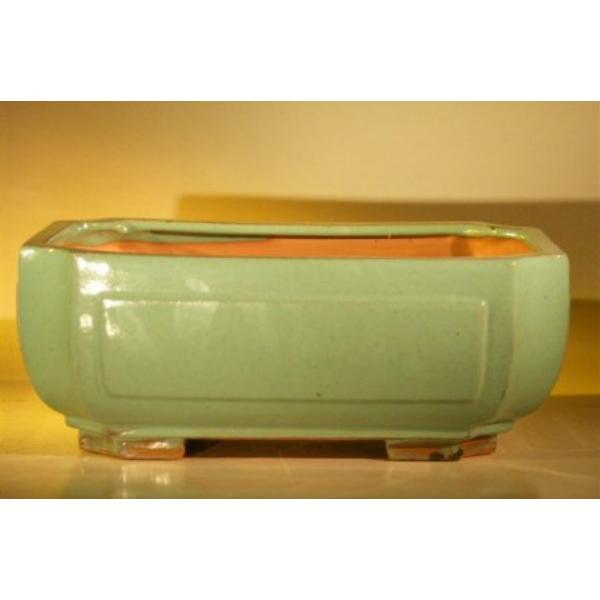 L258 Rectangle Professional Series Green Ceramic Bonsai Pot - 12 x 9.5 x 4.75 in.