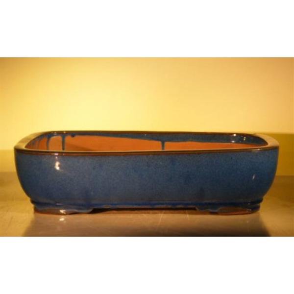L273 Rectangle Blue Ceramic Bonsai Pot - 16 x 12.5 x 4 in.