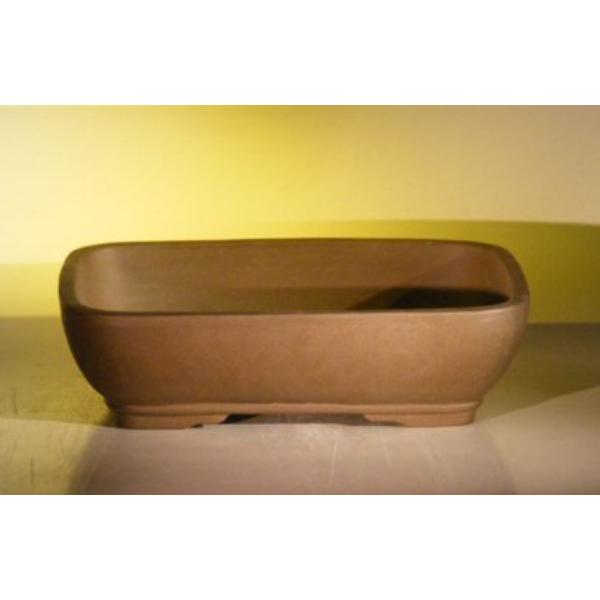L293 Rectangle Tan Unglazed Ceramic Bonsai Pot, 14.12 x 11 x 4 in.