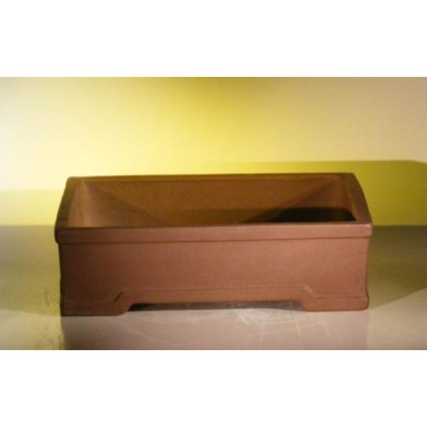 L295 Rectangle Tan Unglazed Ceramic Bonsai Pot - 14.12 x 11 x 4 in.