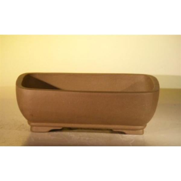 L319 Rectangle Tan Unglazed Ceramic Bonsai Pot - 8 x 6.75 x 3 in.