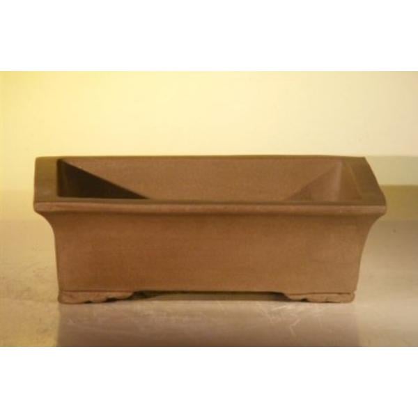 L322 Rectangle Tan Unglazed Ceramic Bonsai Pot - 8.25 x 5.75 x 3 in.