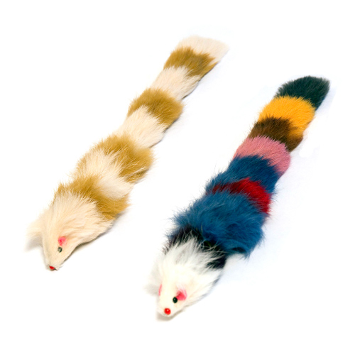 Picture of Iconic Pet 51535 Fur Weasel Toys One Brown&#44; White & One Multi-Colored - Set of 2