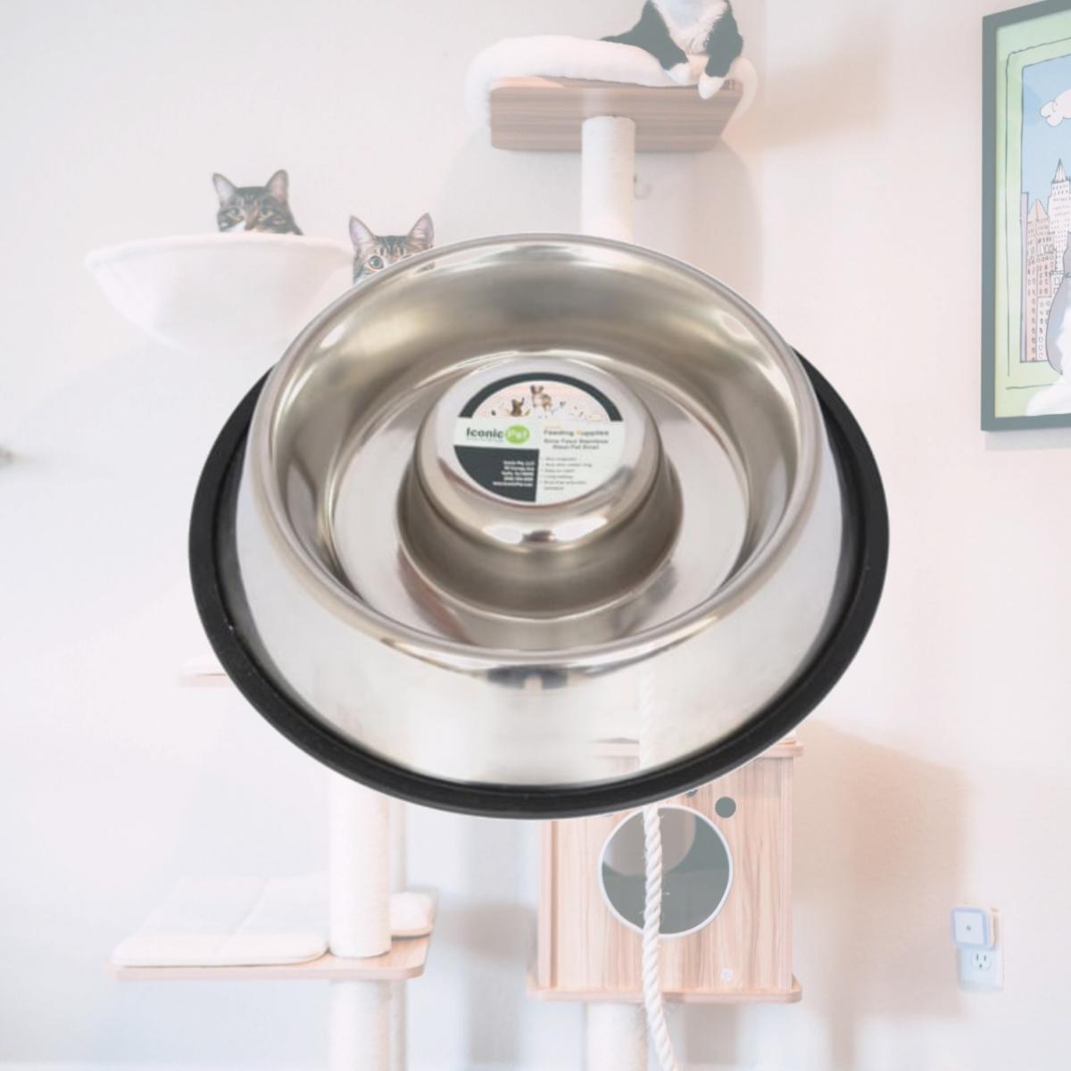 Picture of Iconic Pet 92007 24 oz Slow Feed Stainless Steel Pet Bowl for Dog or Cat - Medium