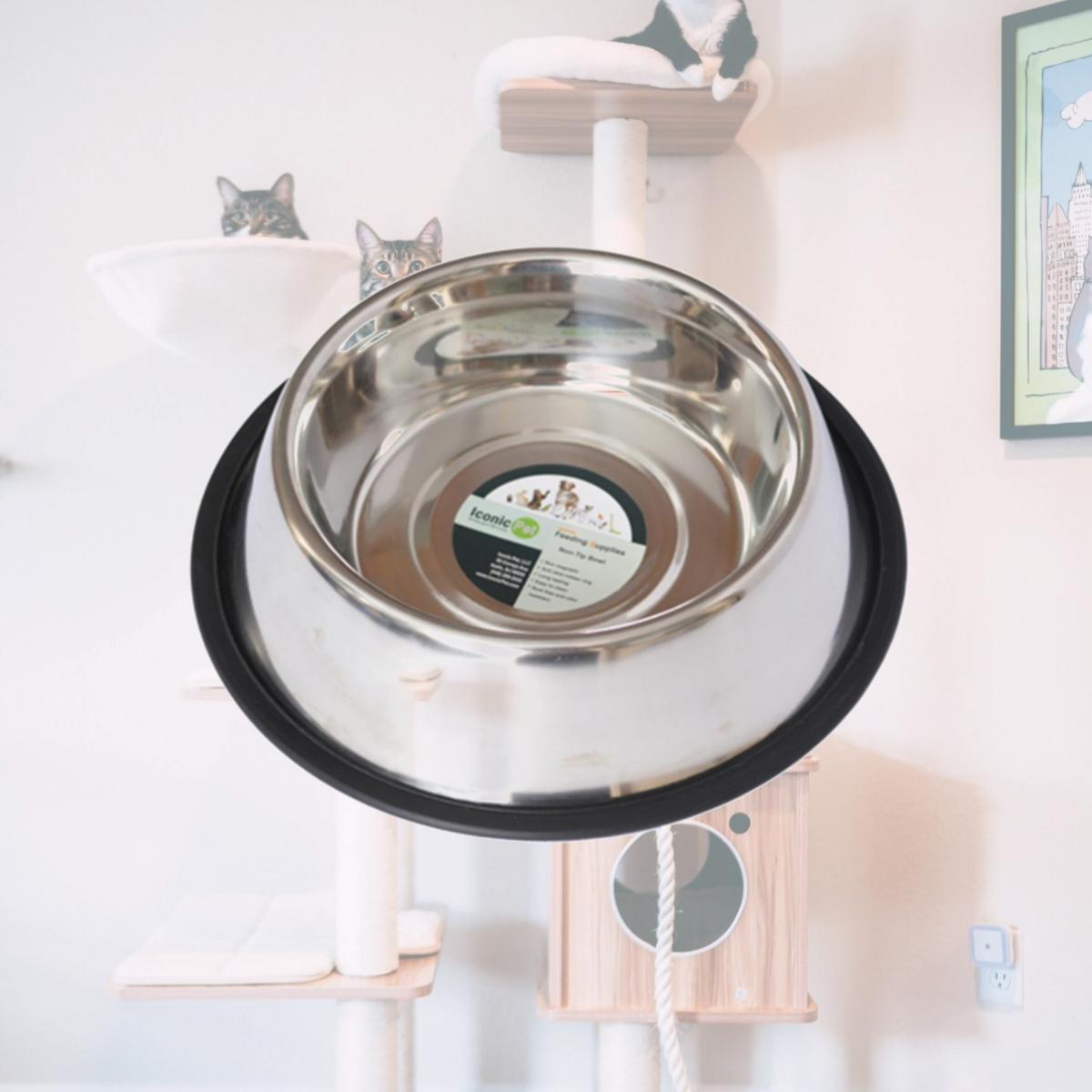 Picture of Iconic Pet 92013 64 oz Stainless Steel Non - Skid Pet Bowl for Dog or Cat - 8 Cup