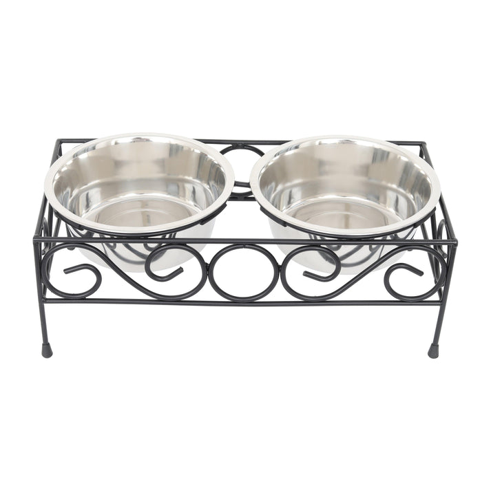 16 oz Elevated wired Pet Double Diner with Stainless Steel Bowls for Dogs & Cats - Small -  Reincarnation, RE4337876