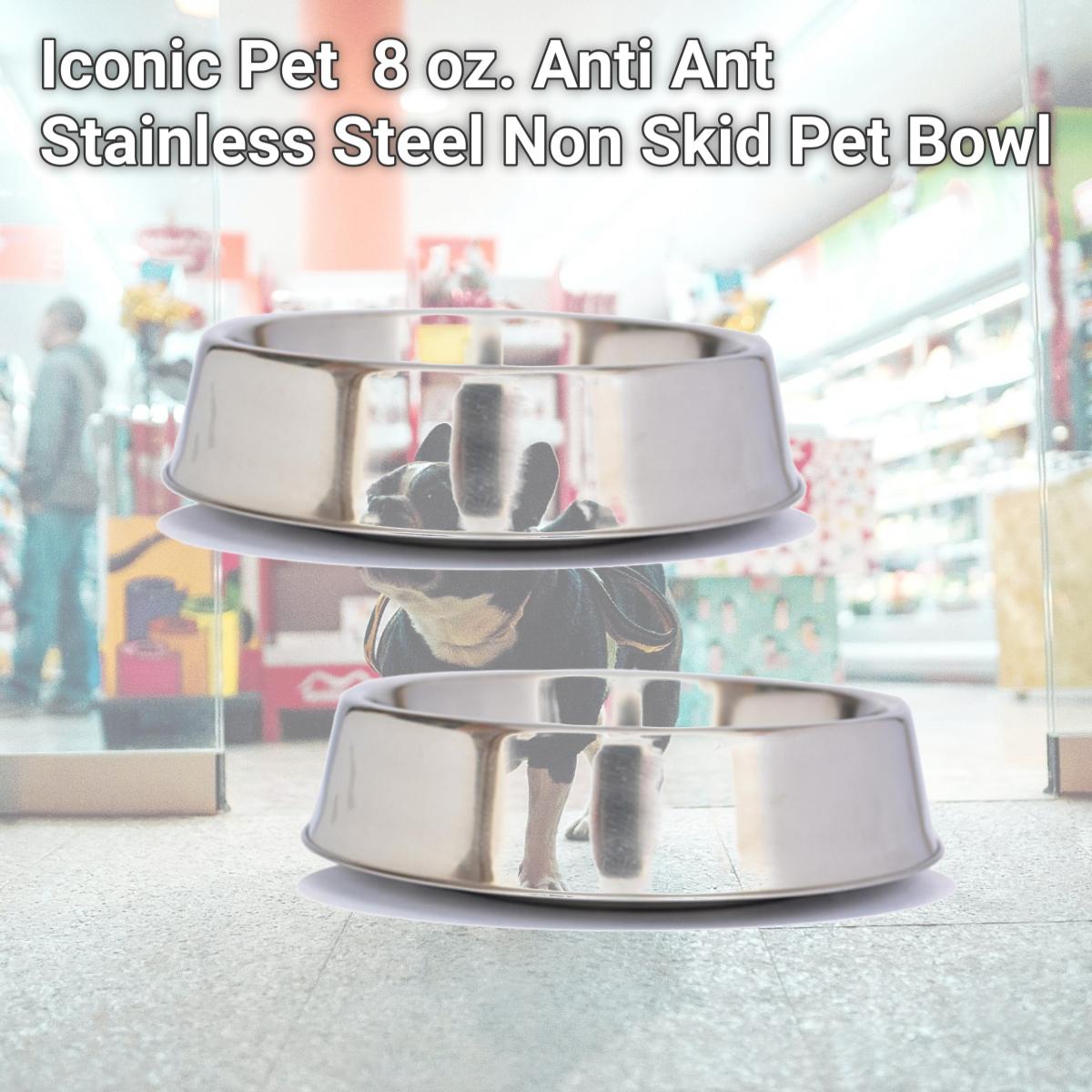 Picture of Iconic Pet 51433 8 oz. Anti Ant Stainless Steel Non Skid Pet Bowl