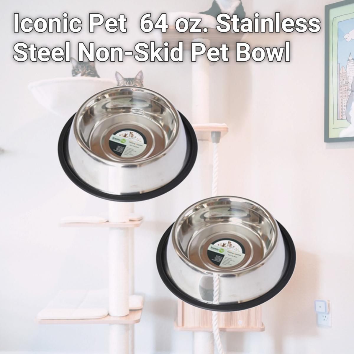 Picture of Iconic Pet 51415 64 oz. Stainless Steel Non-Skid Pet Bowl