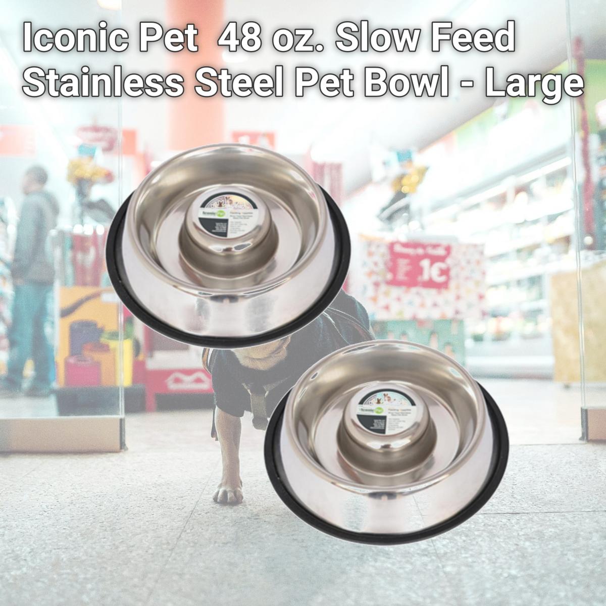 Picture of Iconic Pet 51440 48 oz. Slow Feed Stainless Steel Pet Bowl - Large