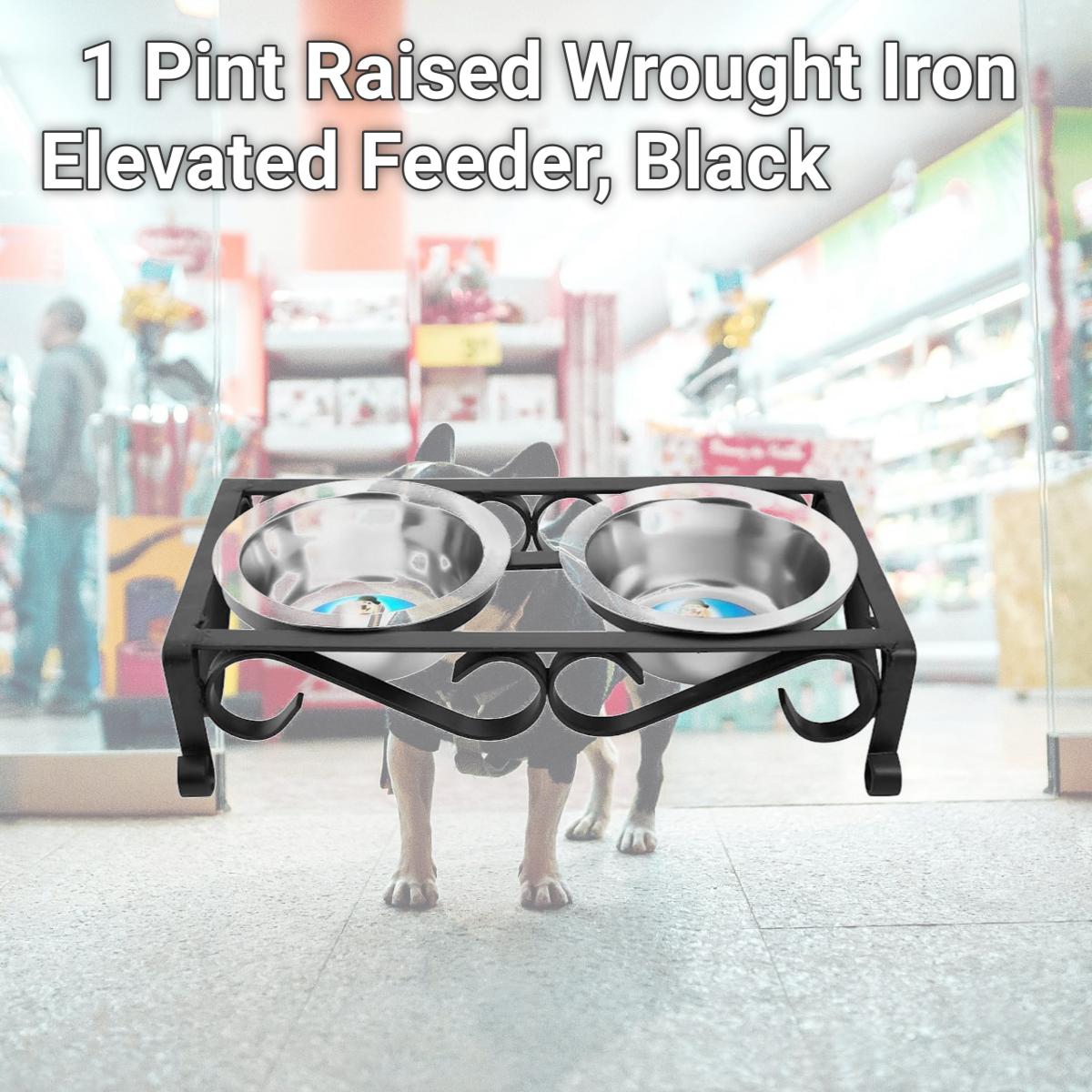 Picture of Indipets 90041 1 Pint Raised Wrought Iron Elevated Feeder, Black