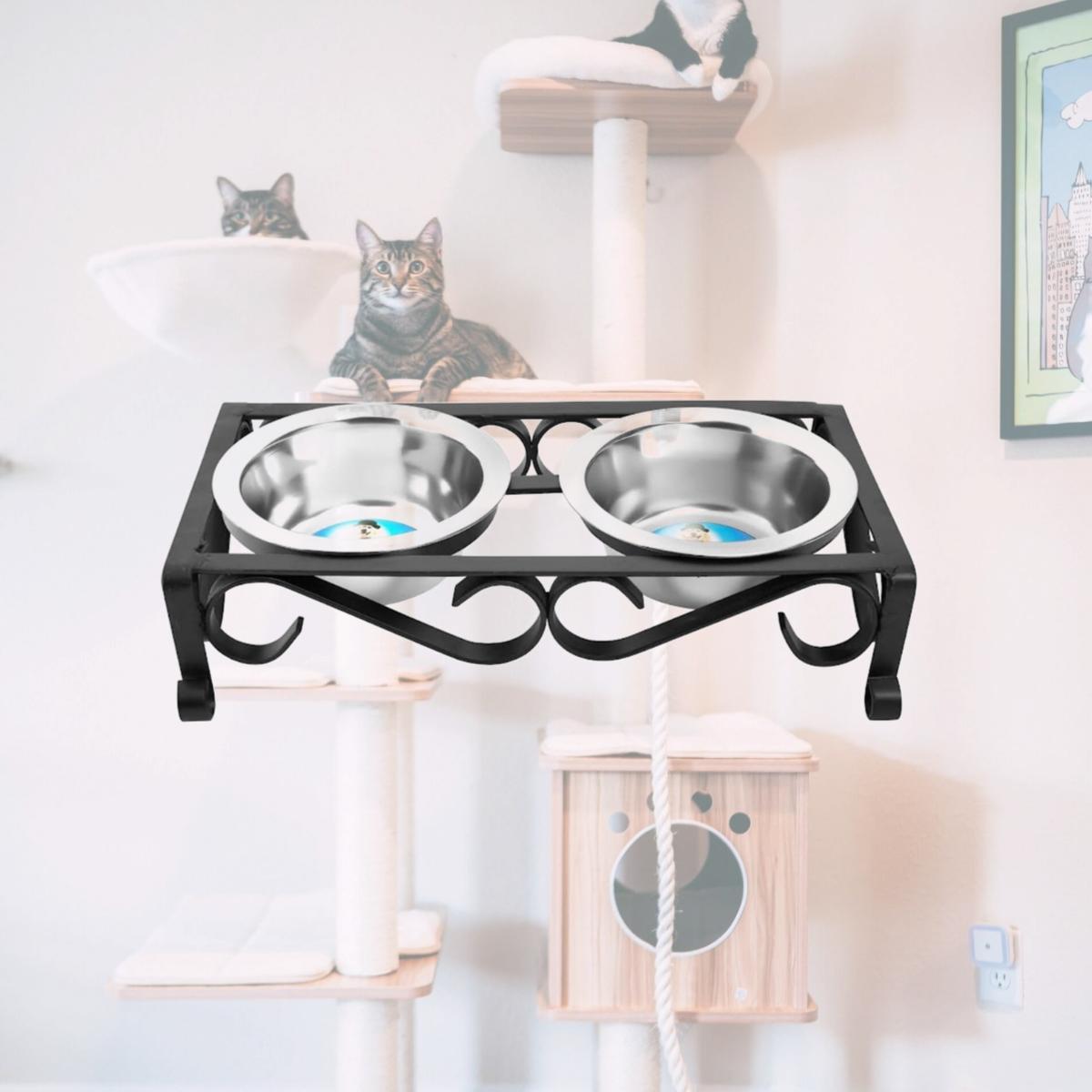 Picture of Indipets 90041 1 Pint Raised Wrought Iron Elevated Feeder, Black
