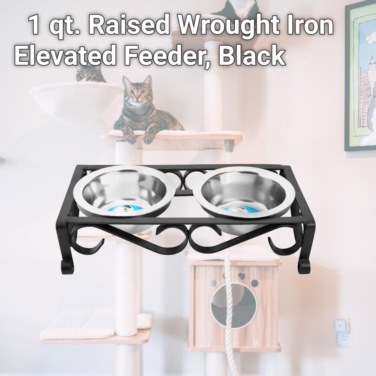 Picture of Indipets 90042 1 qt. Raised Wrought Iron Elevated Feeder, Black