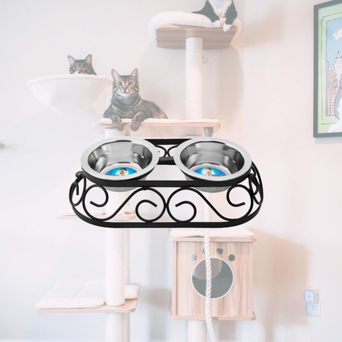 Picture of Indipets 90043 2 qt. Raised Wrought Iron Elevated Feeder, Black