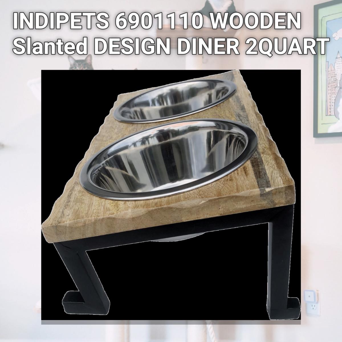 Picture of INDIPETS 6901110 WOODEN Slanted DESIGN DINER 2QUART