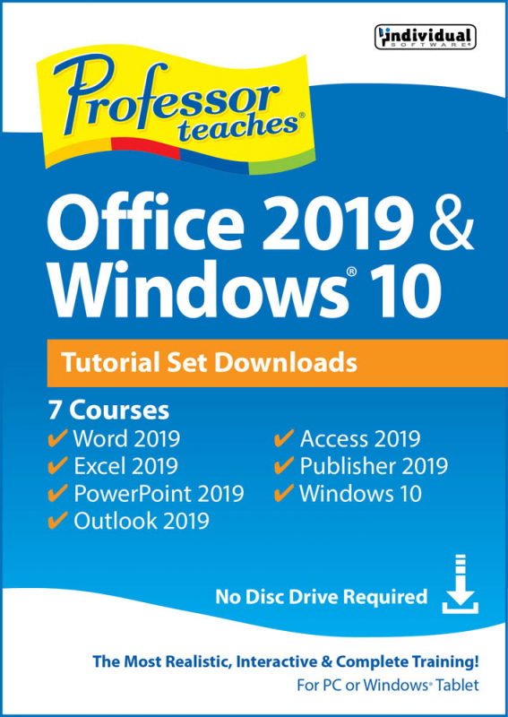 Picture of Individual Software PDB-O19W Professor Teaches Office 2019 & Windows 10 Tutorial Set PC Software