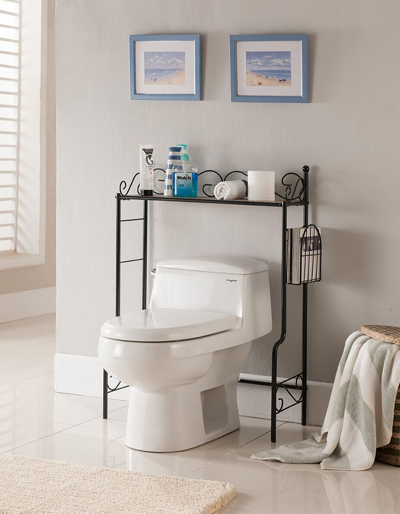 36 x 26 x 12 in. Etagere-Bathroom Rack, Black & Marble top