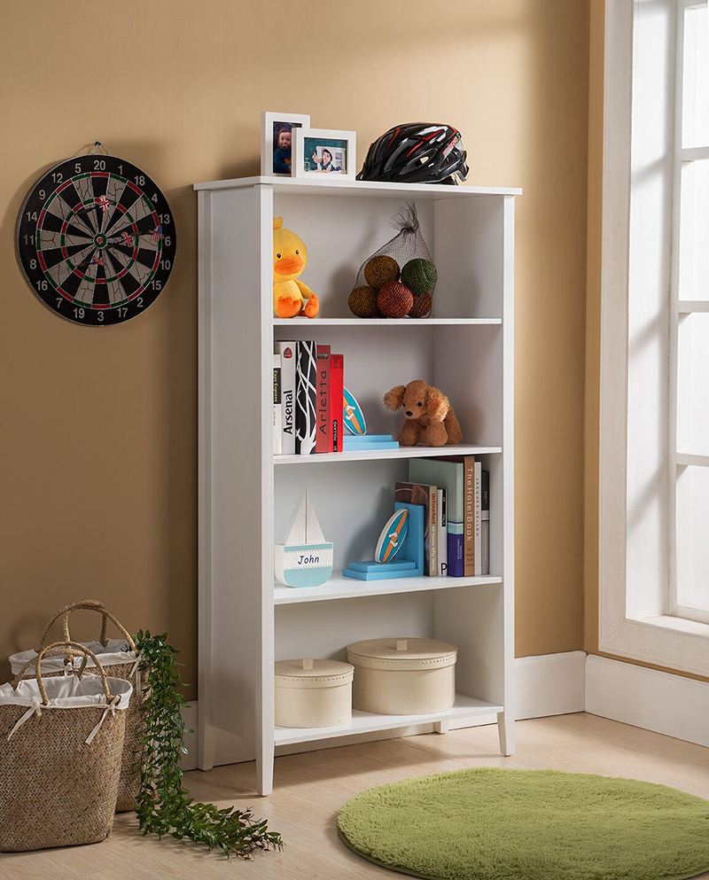 52 x 28 x 12 in. 4 Tier Bookcase - White