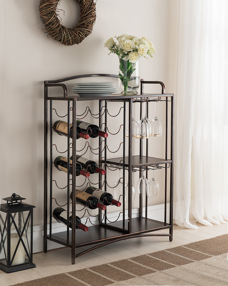 40 x 29 x 12 in. Metal Storage Wine Rack - Brushed Copper