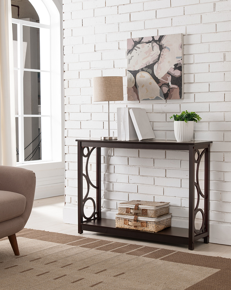 30 x 42 x 12 in. Wood Entryway Table - Dark Cherry