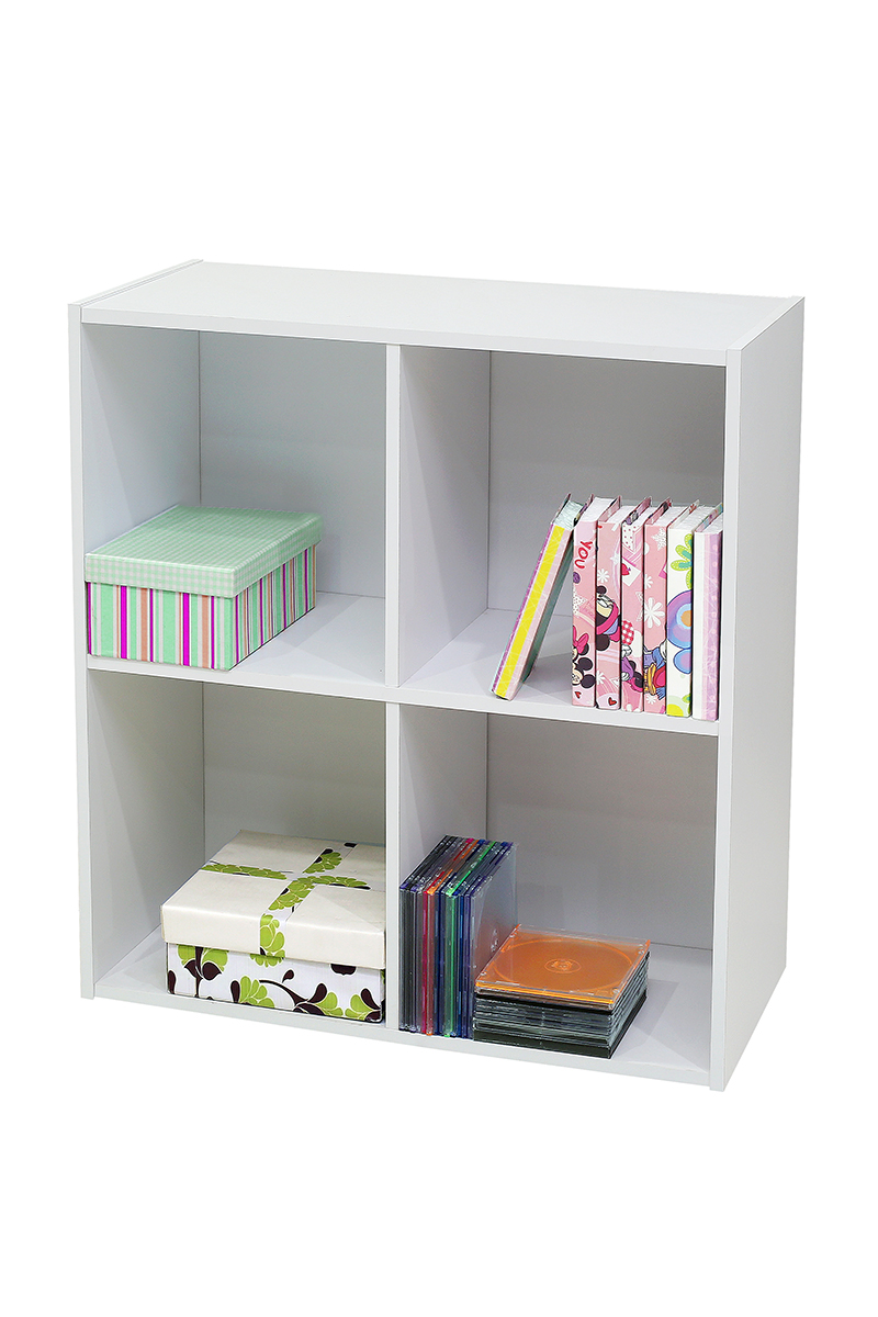 24 x 24 x 11 in. Wood 4 Cube Bookcase - White