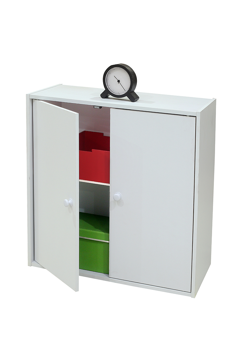 24 x 24 x 11 in. Wood 2 Door Bookcase - White