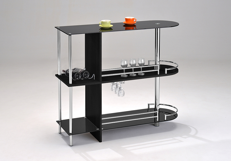41 x 47 x 16 in. Serving Cart - Chrome & Black