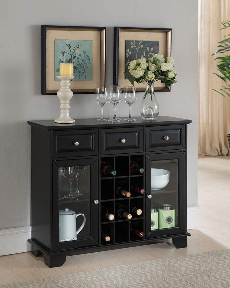 30 x 36.5 x 12 in. Wood Storage Wine Cabinet - Black -  D2D Technologies, D22589260