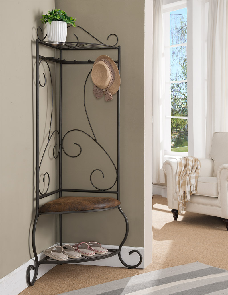 Picture of KB M09 70 x 25 x 25 in. Metal Corner Hall Tree - Pewter