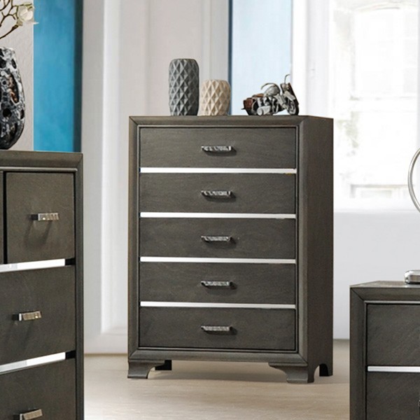 5 Drawer Chest - Grey, 47.5 x 16 x 33.5 in.