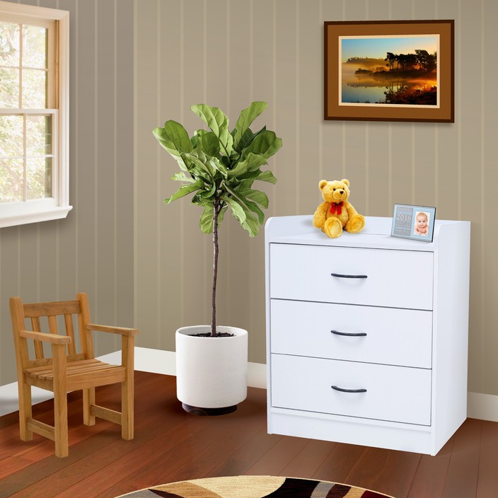 3 Drawer Chest - White, 24.4 x 15.5 x 28.5 in.