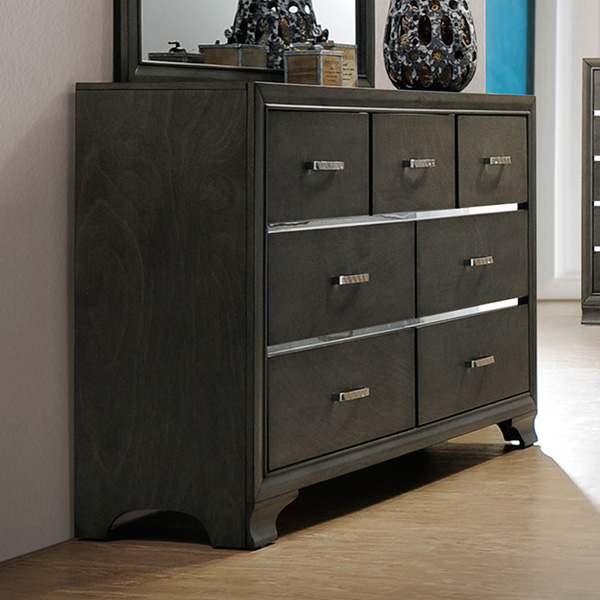 7 Drawer Chest - Grey, 37 x 16 x 58 in.