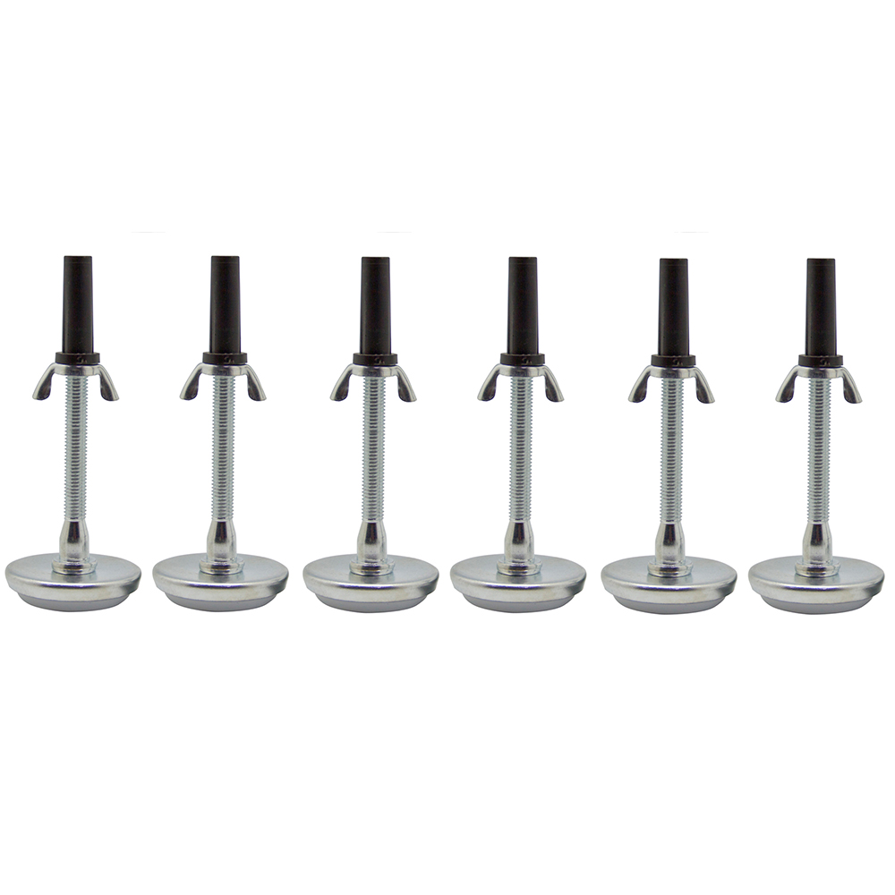 Adjustable Glides for Bed Frame, Black & Chrome - Set of 6