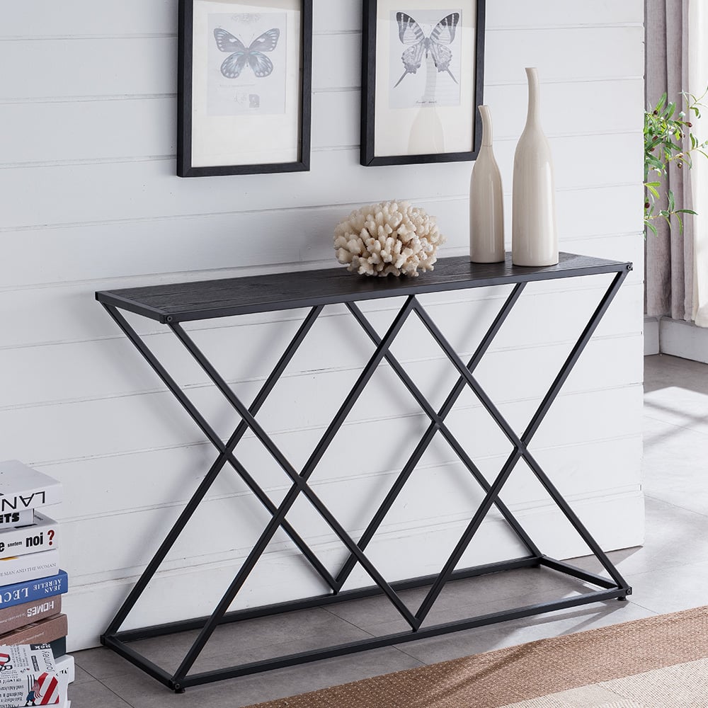 Gianni Console Display Table - Black & Grey, 30 x 44 x 14 in.