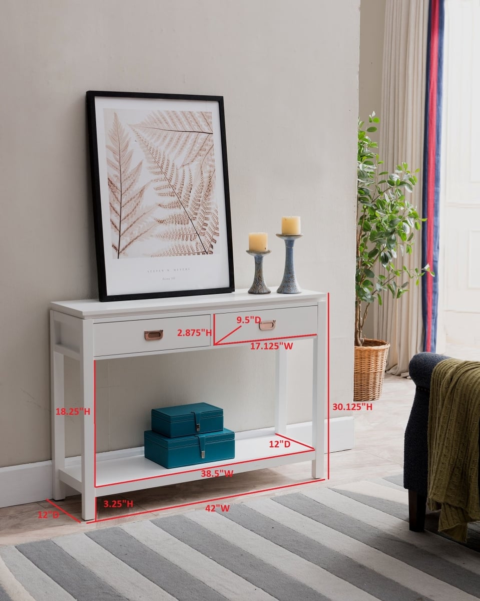 Wood Console Table, White